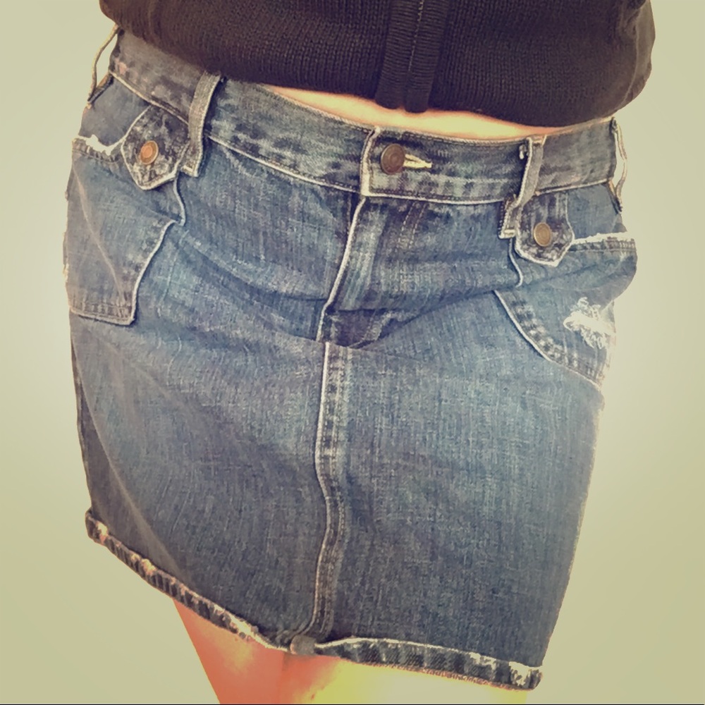 Old Navy Ultra Low Waist Blue Jean Denim Skirt.